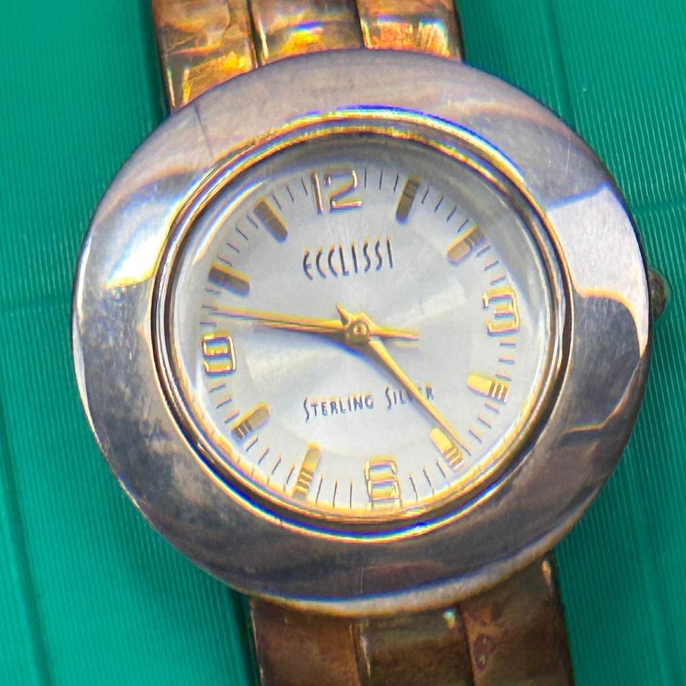 Ecclissi Sterling Silver Watch 32250‎ Japan Quartz White Dial Link Bracelet